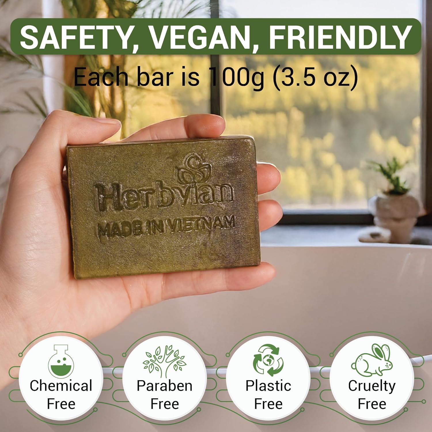 Perilla Natural Soap with Holy Basil Essential Oil (2 bars/pack)