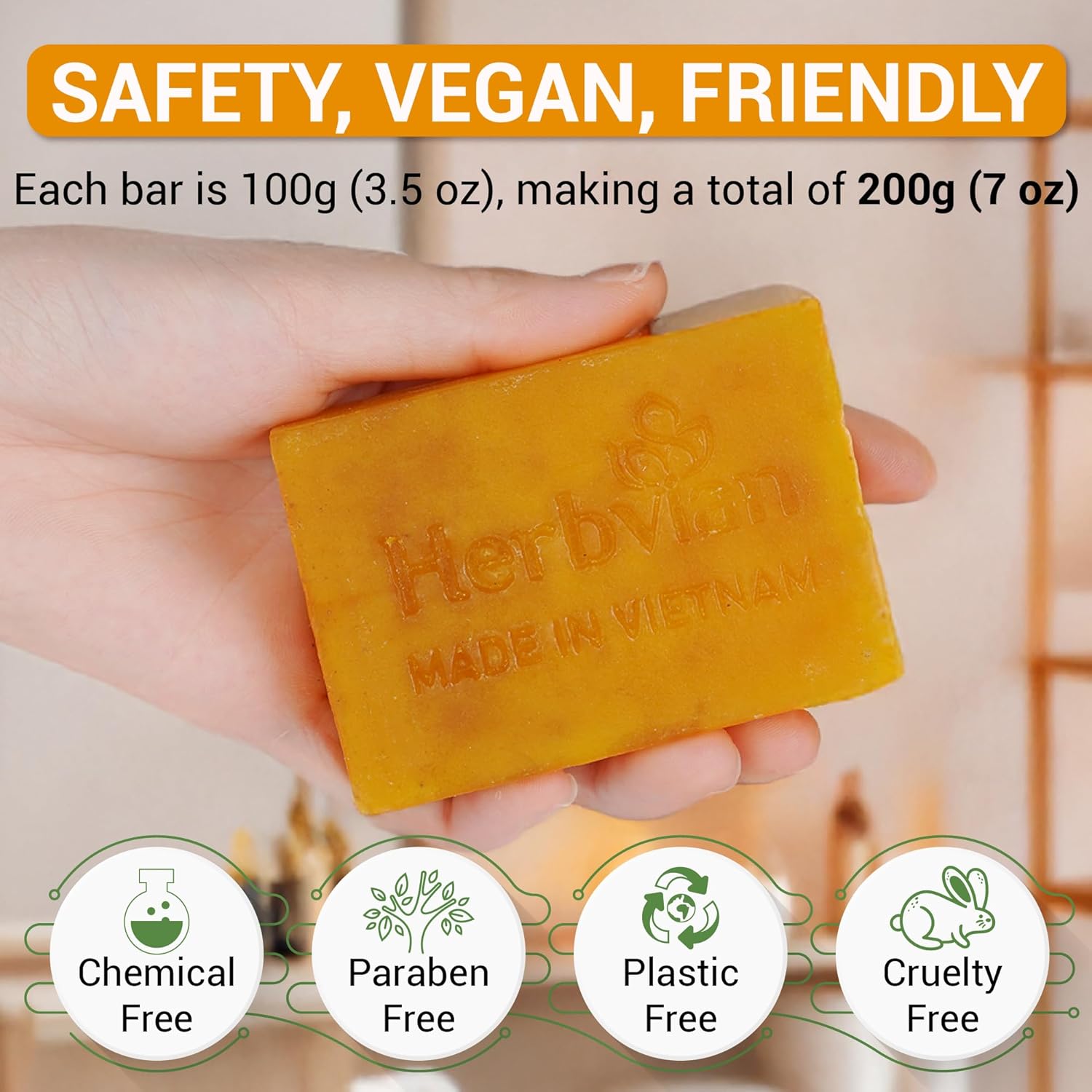 Turmeric & Persimmon Natural Soap with Orange Essential Oil (2 bars/pack)