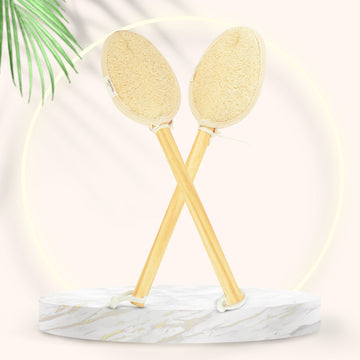 Loofah Back Scrubber with Long Wooden Handle