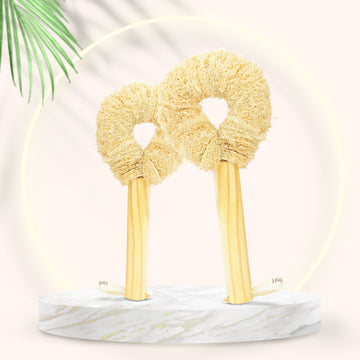 Heavy-Duty Loofah Brush – Donut Shape, Wooden Grip