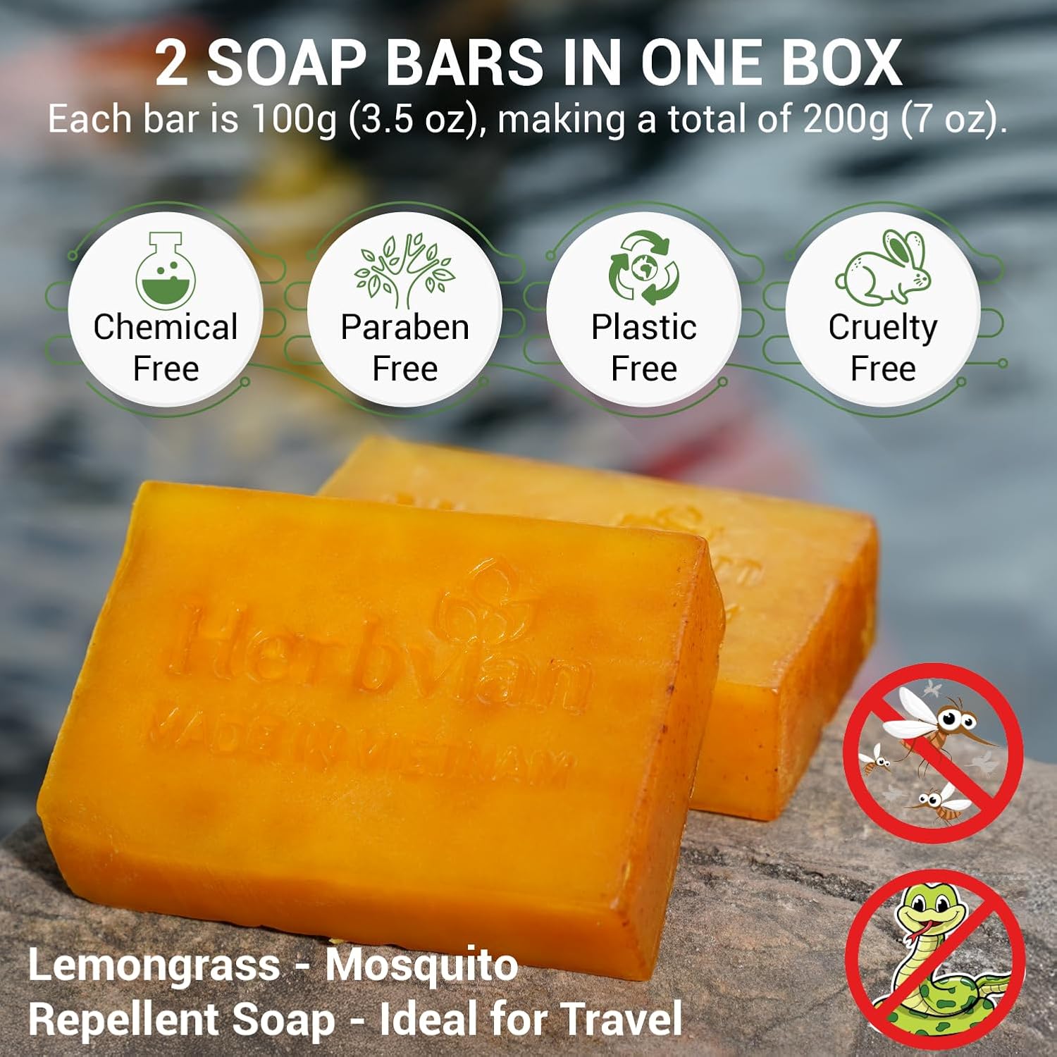 Turmeric Natural Soap with Lemongrass Essential Oil (2 bars/pack)