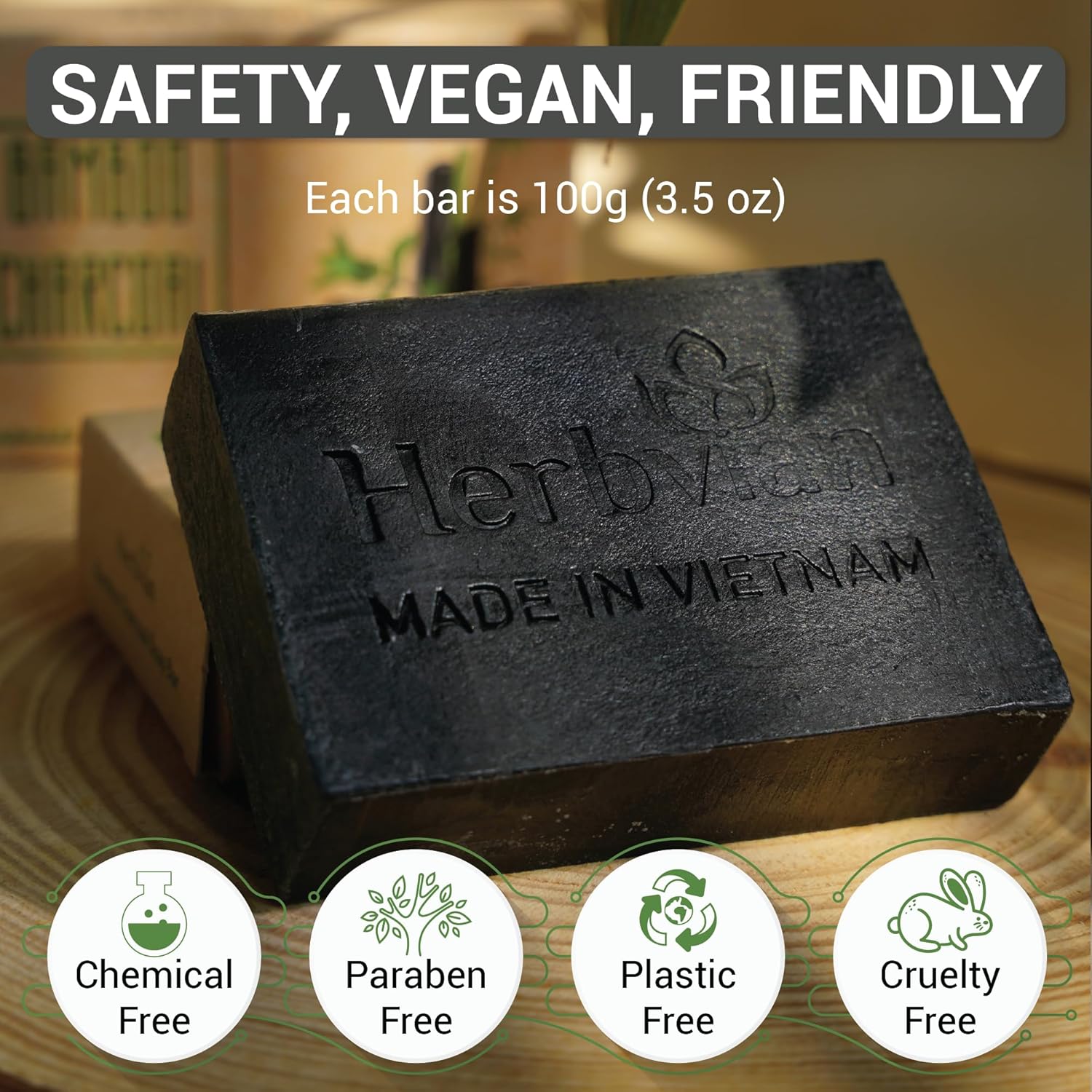 Active Charcoal Natural Soap with Peppermint Essential Oil (2 bars/pack)