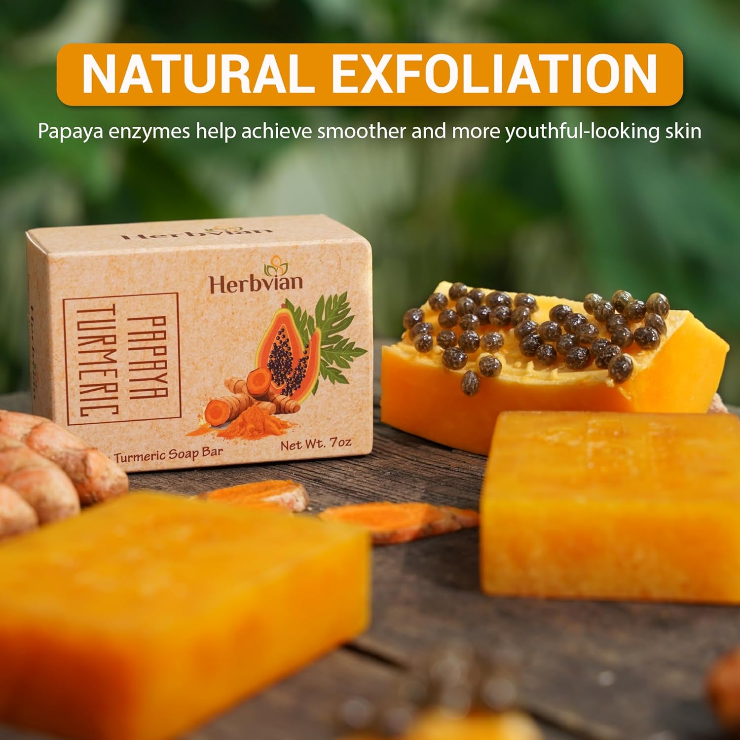 Turmeric & Papaya Natural Soap with Peppermint Essential Oil (2 bars/pack)