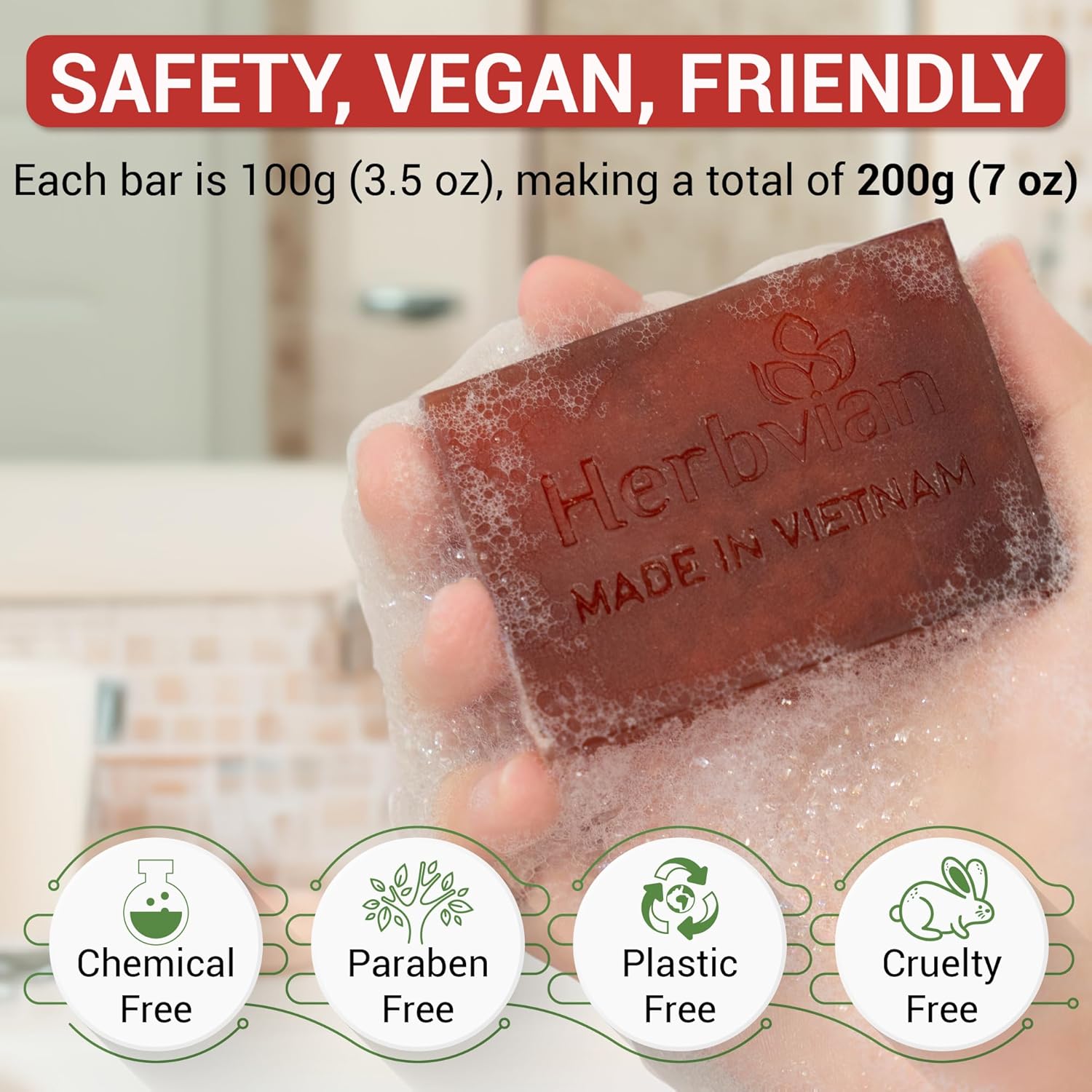 Rose Natural Soap with Honeysuckle and Lemongrass Essential Oil (2 bars/pack)