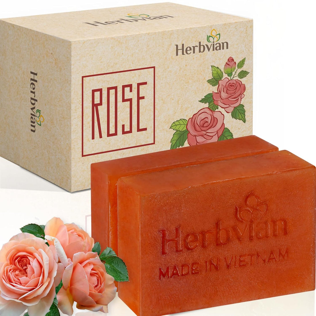 Rose Natural Soap with Honeysuckle and Lemongrass Essential Oil (2 bars/pack)