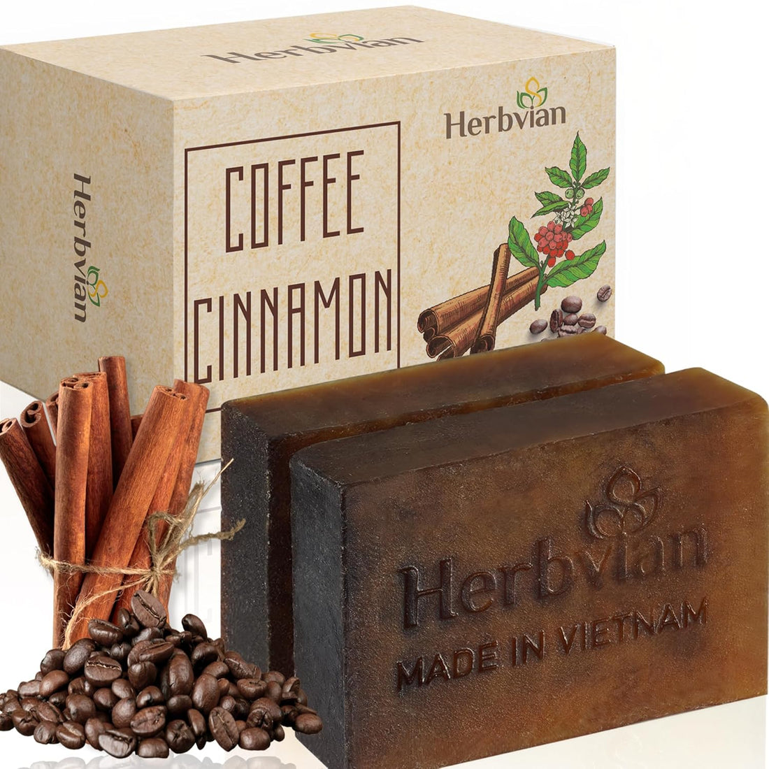 Coffee Natural Soap with Cinnamon Essential Oil (2 bars/pack)