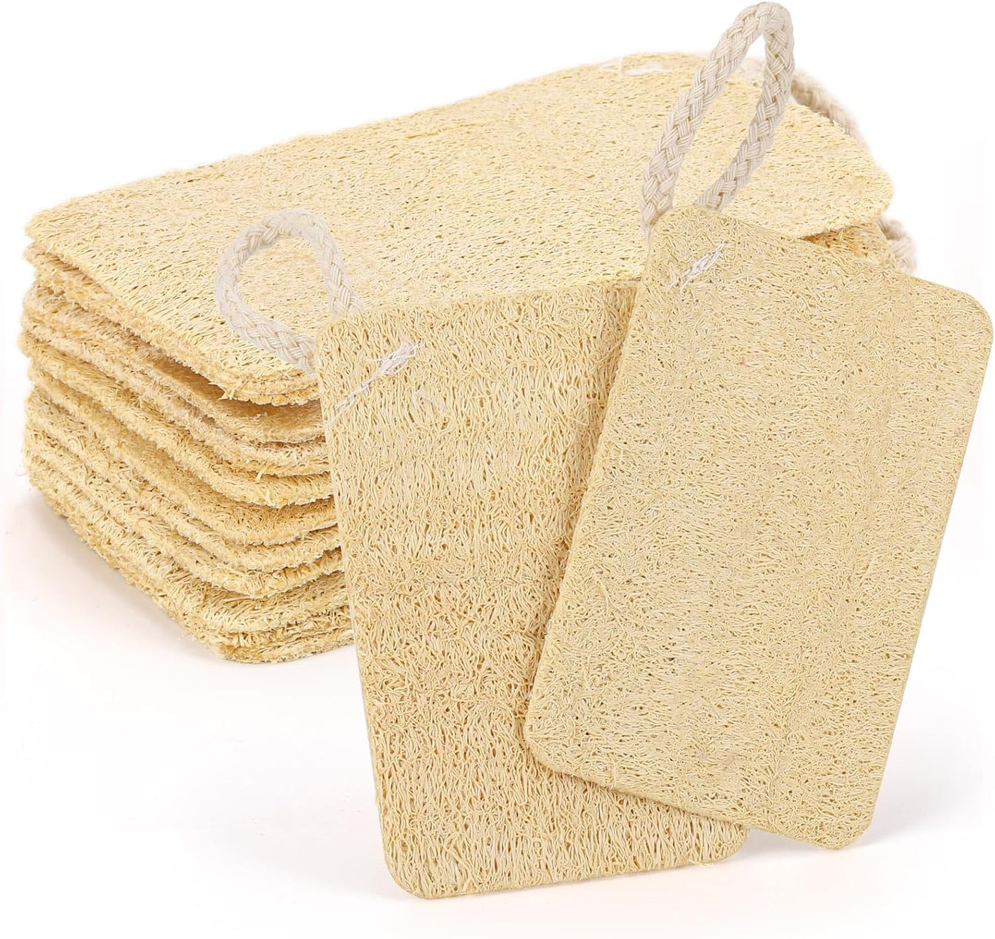 12 Pieces Mini Natural Loofah Exfoliating Facial Scrubber, Made with Natural Egyptian Shower Loofah Sponge, Bath Shower Loofah Sponge for Women and Men