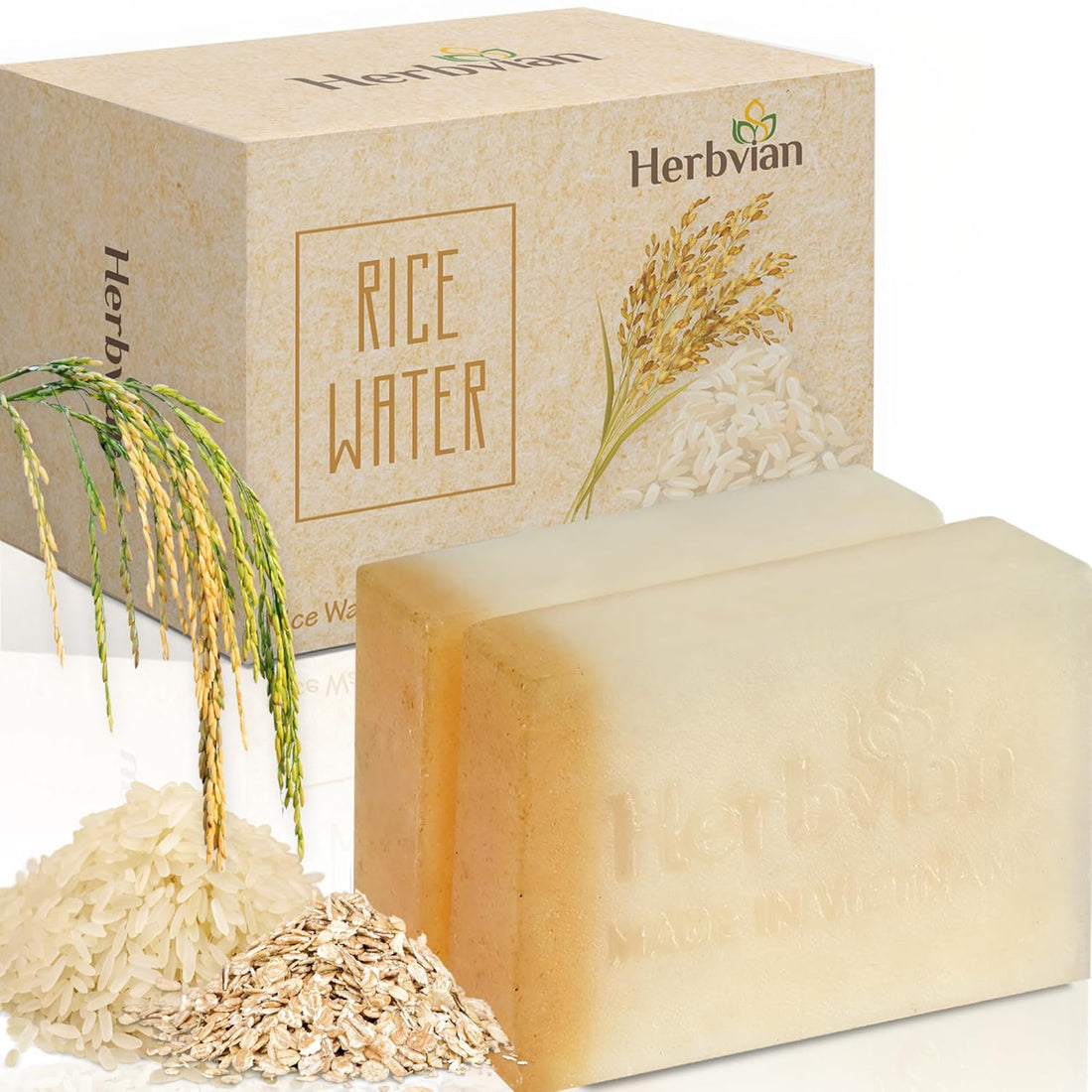 Rice Water Natural Soap with Oatmeal (2 bars/pack)