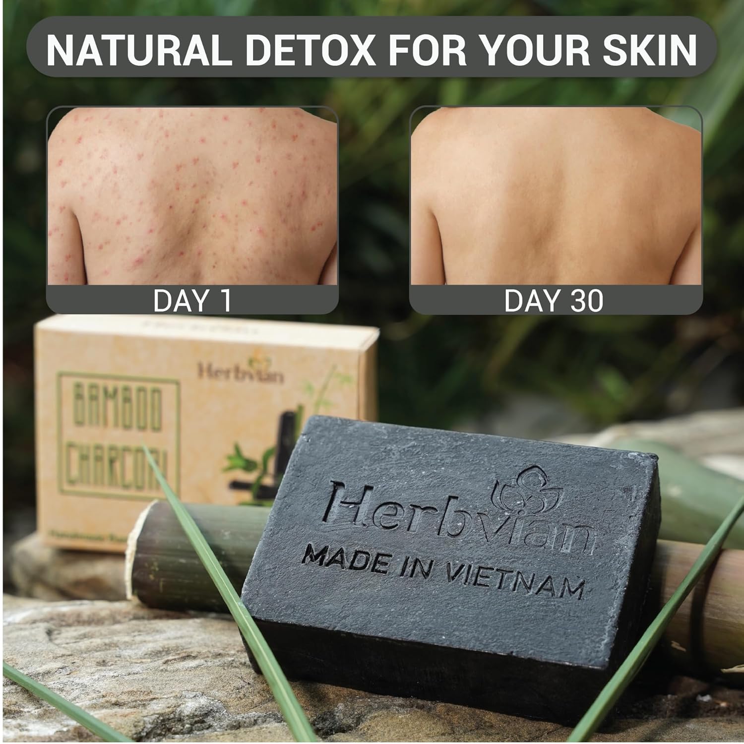 Active Charcoal Natural Soap with Peppermint Essential Oil (2 bars/pack)