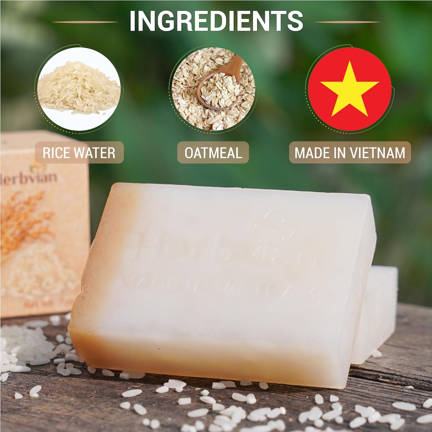 Rice Water Natural Soap with Oatmeal (2 bars/pack)