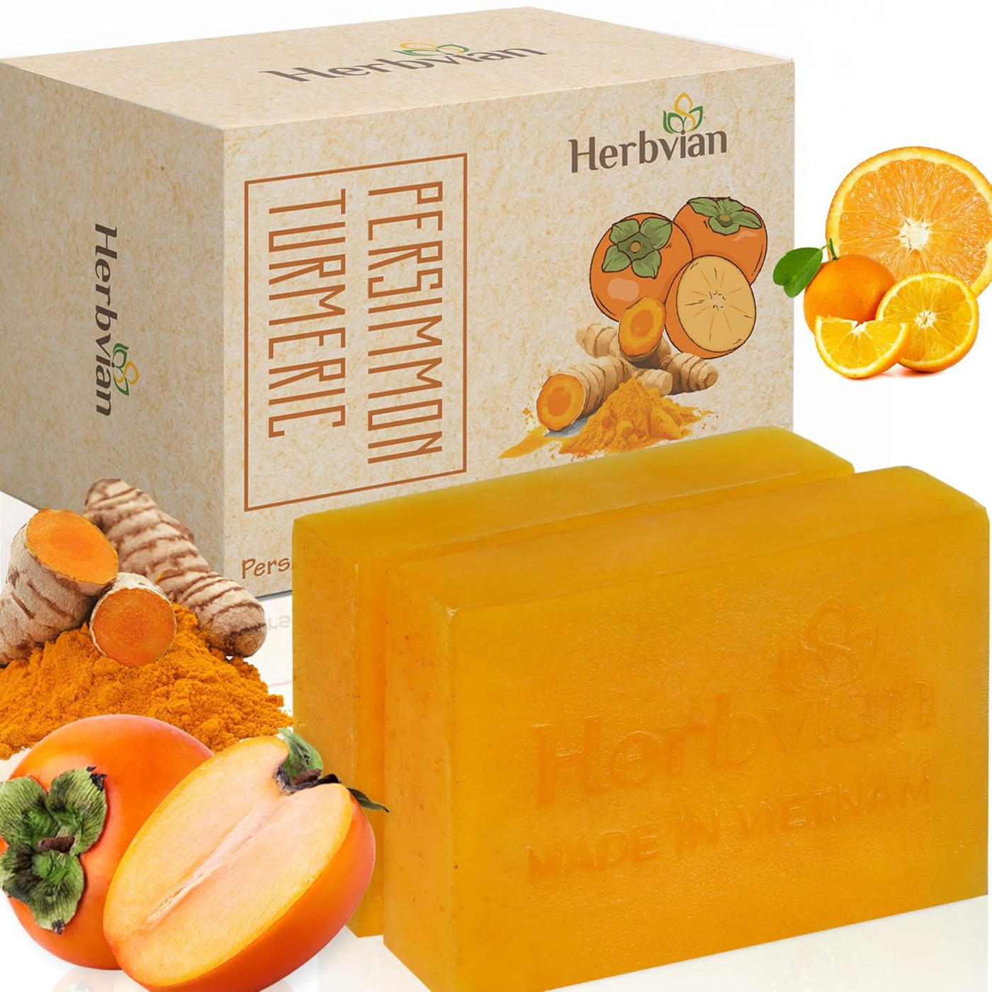 Turmeric & Persimmon Natural Soap with Orange Essential Oil (2 bars/pack)