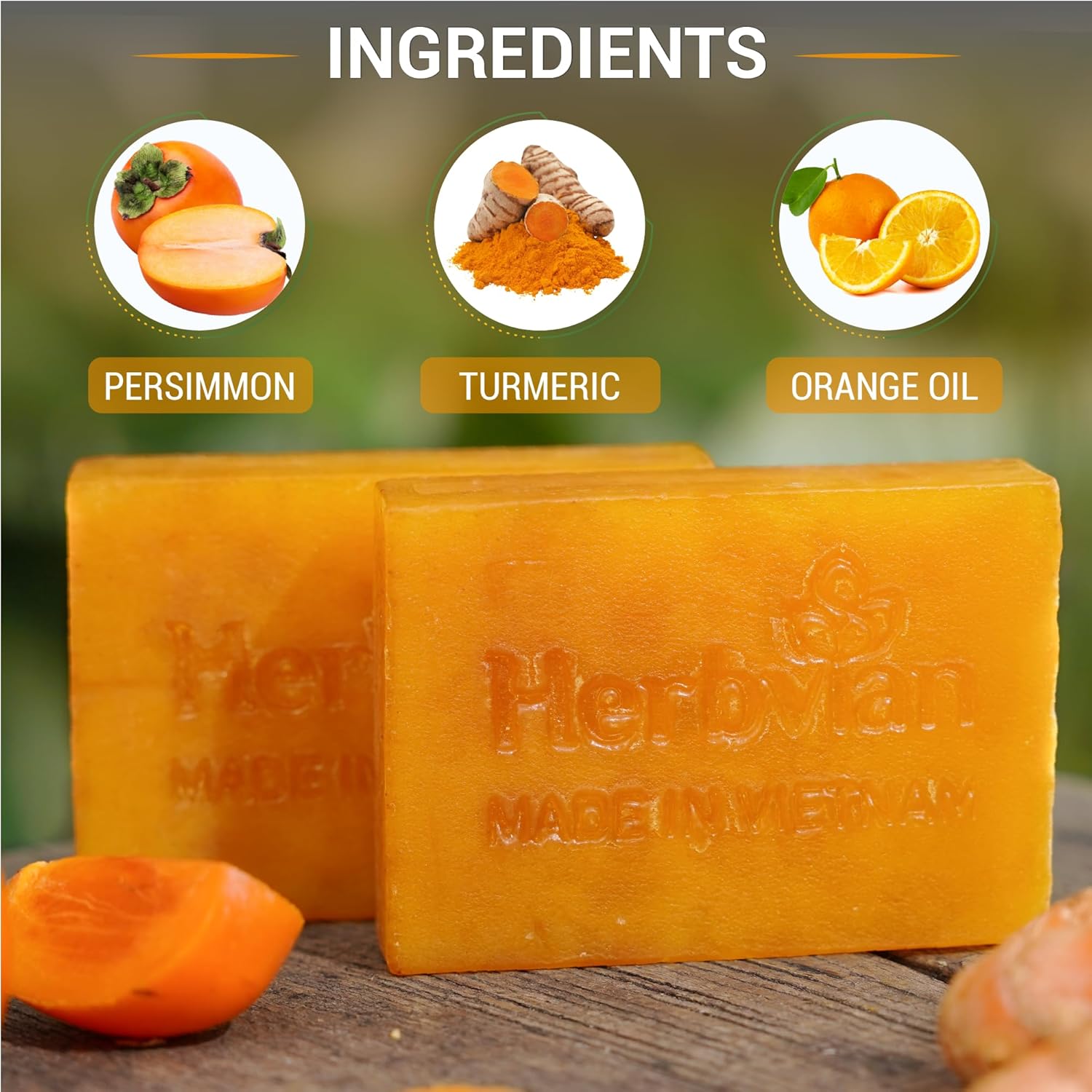 Turmeric & Persimmon Natural Soap with Orange Essential Oil (2 bars/pack)