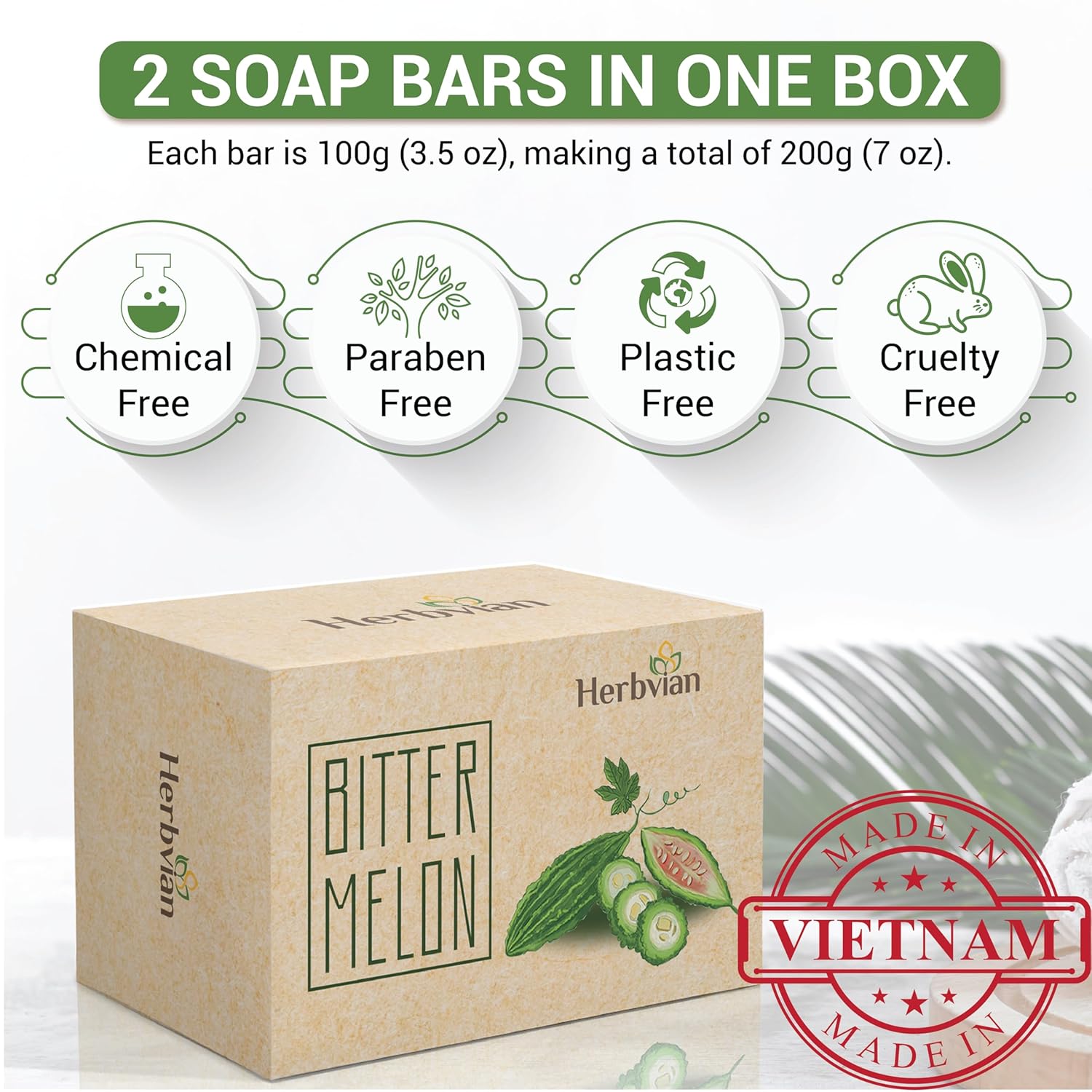 Bitter Melon Natural Soap with Tea Tree Essential Oil (2 bars/pack)