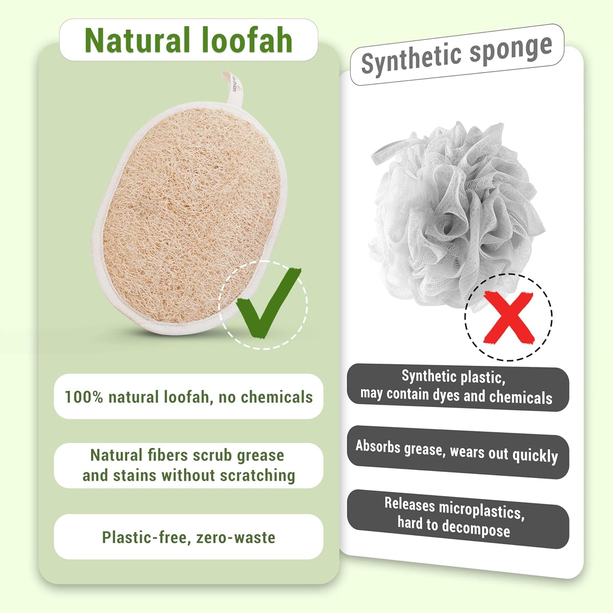 Vietnamese Natural Loofah Exfoliating Body Scrubber Bath Pads - Pack of 2