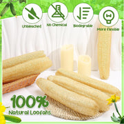 6 Packs Natural Loofah Sponge 13.8-15.7 Inches for Men Women | Organic Exfoliating Sponge, Soft Texture, for Kitchen Bath & Body Scrub