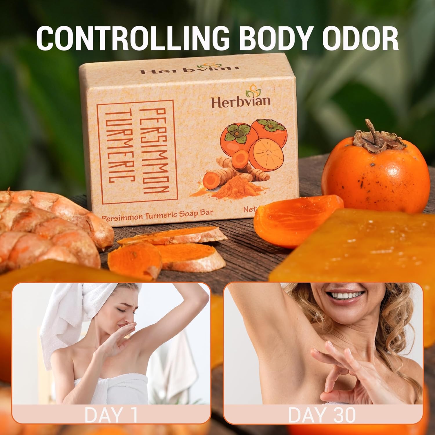 Turmeric & Persimmon Natural Soap with Orange Essential Oil (2 bars/pack)