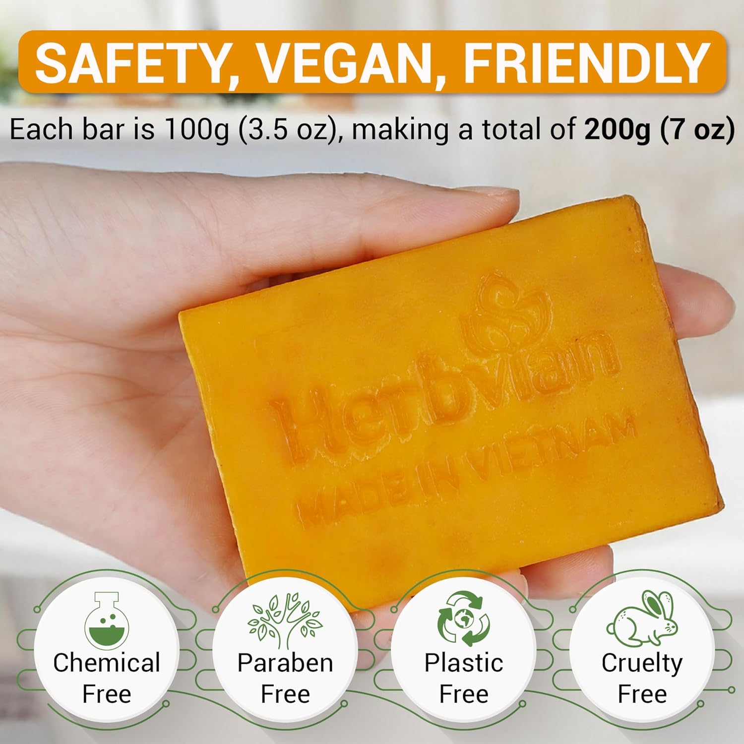 Turmeric & Papaya Natural Soap with Peppermint Essential Oil (2 bars/pack)