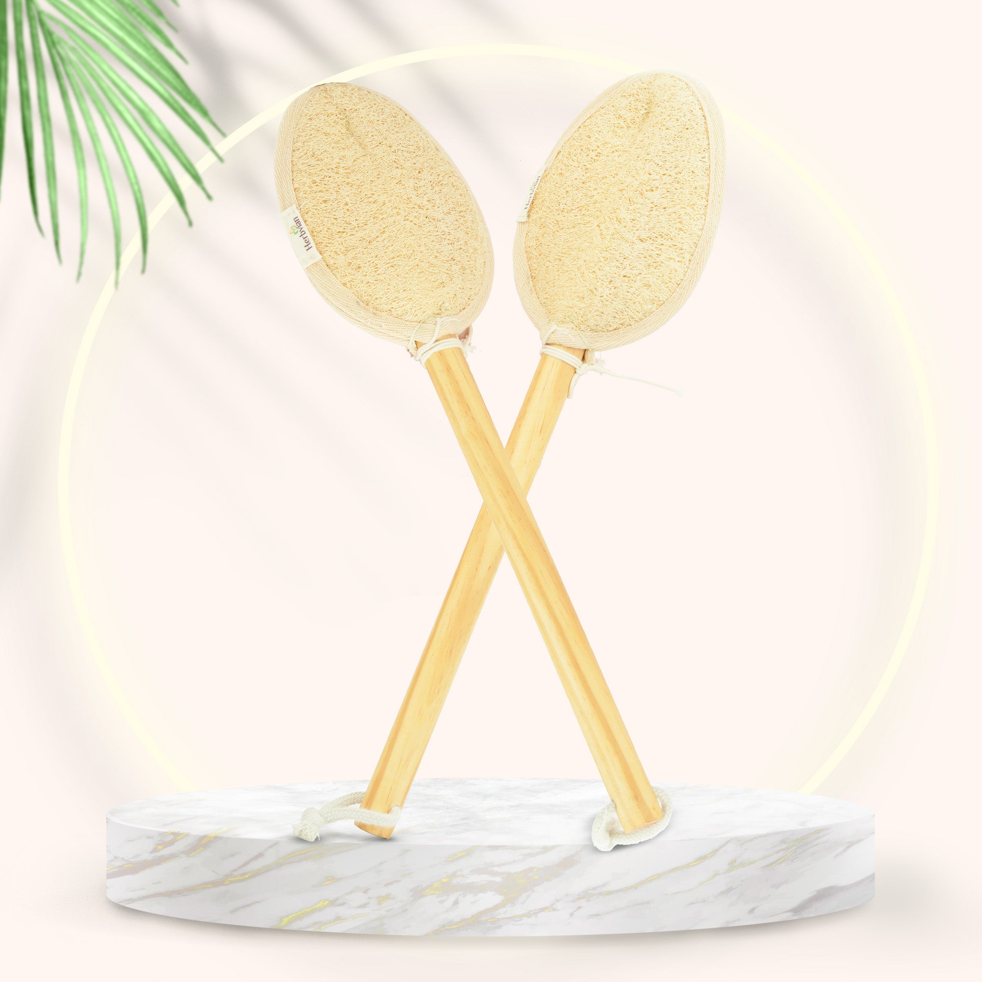 Loofah Back Scrubber with Long Wooden Handle