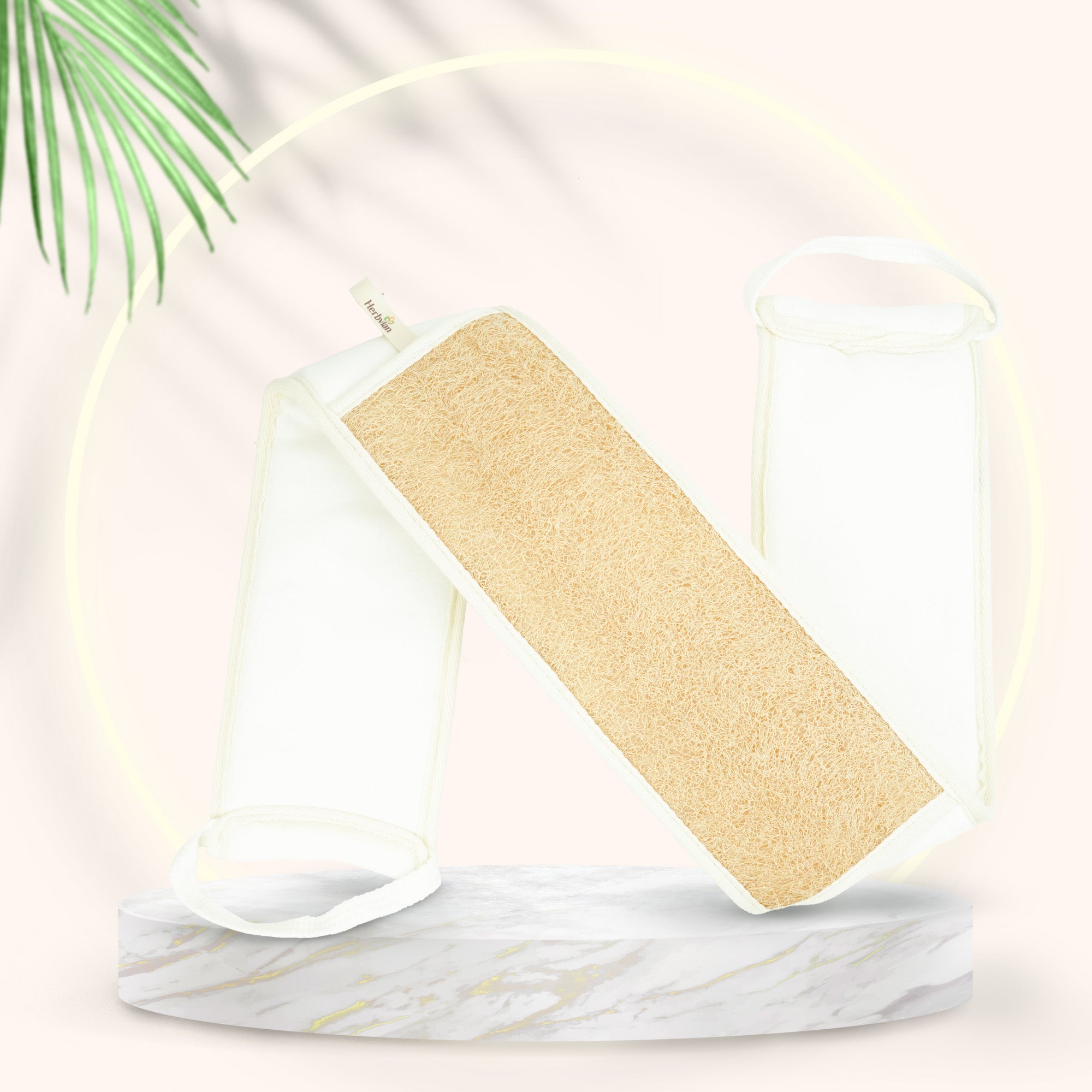 Dual-Sided Loofah Back Scrubber – Loofah + Bamboo Cotton