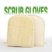 Natural Loofah Bath Glove – Bamboo Cotton Lined - Set of 2