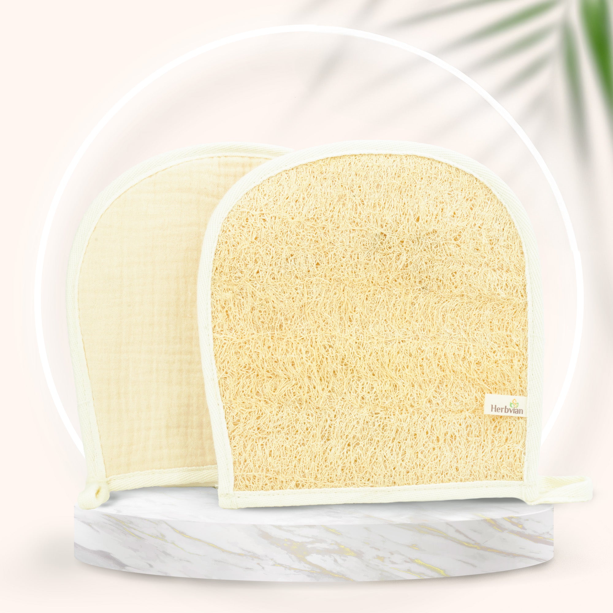 Natural Loofah Bath Glove – Bamboo Cotton Lined