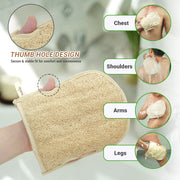 Natural Loofah Bath Glove – Bamboo Cotton Lined - Set of 2