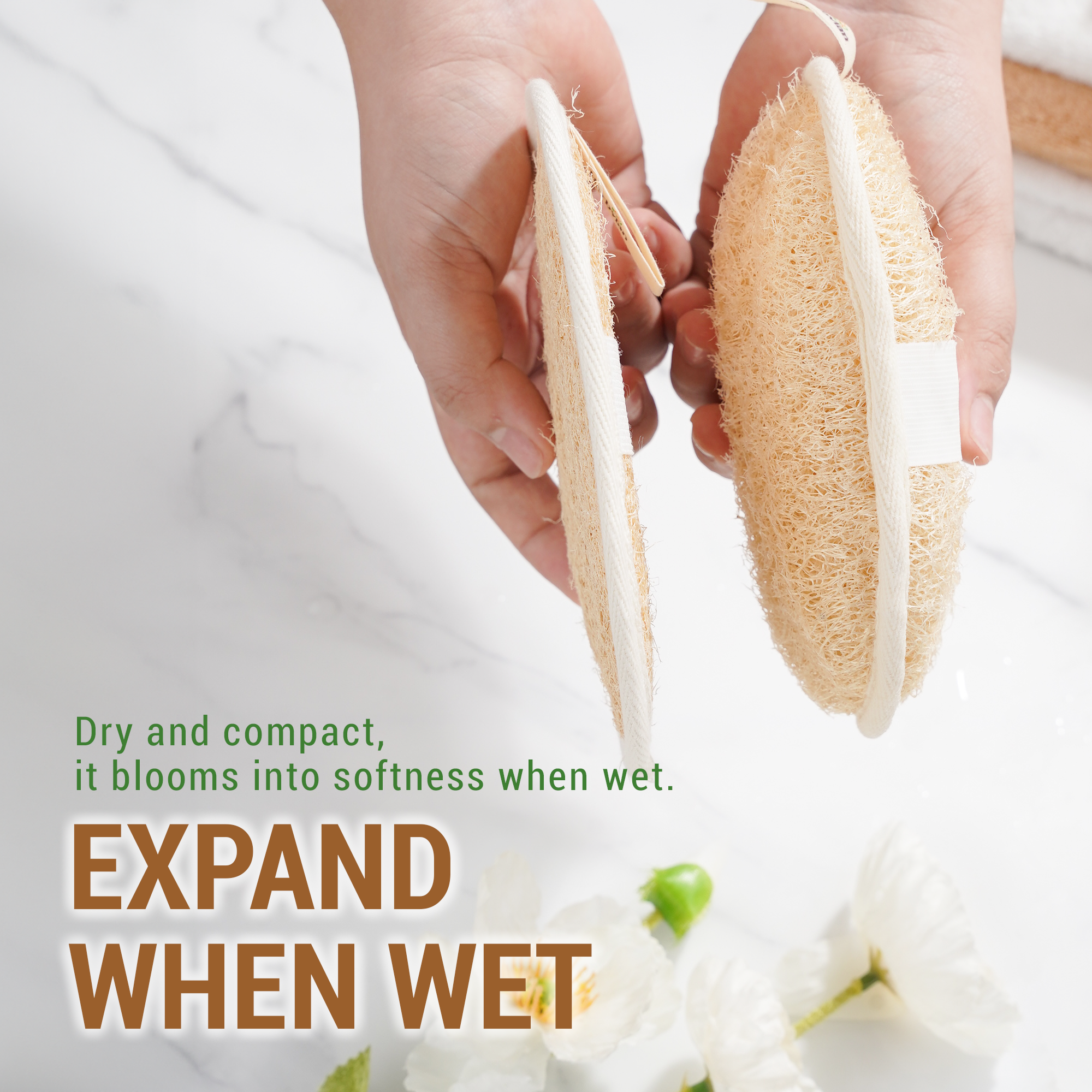 Vietnamese Natural Loofah Exfoliating Body Scrubber Bath Pads - Pack of 4 (2x2 pack of 2)