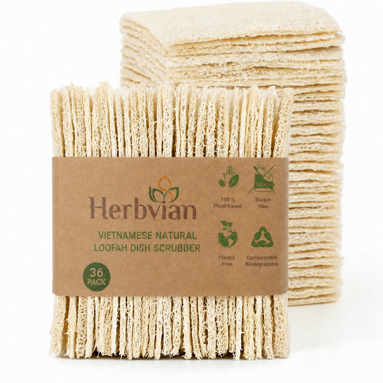 Natural Loofah Dish Sponge Multipurpose 100% Biodegradable