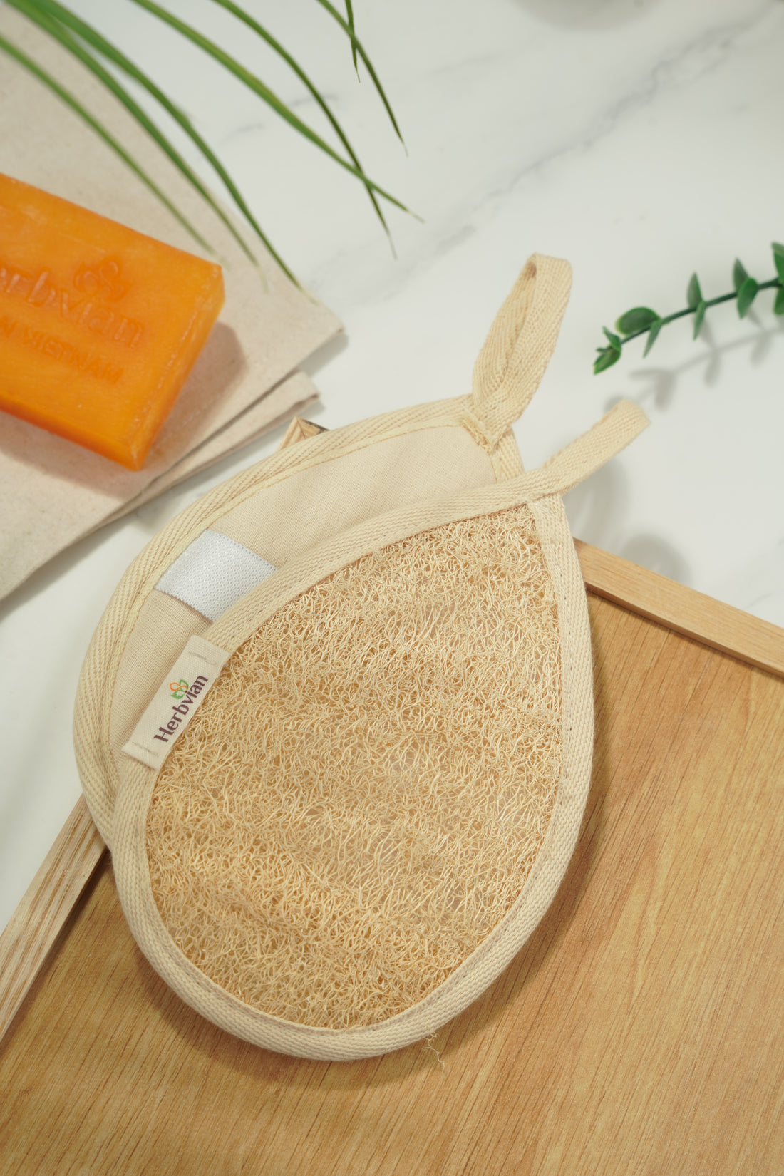 Drop Shape Loofah Body Scrubber – Dual-Sided
