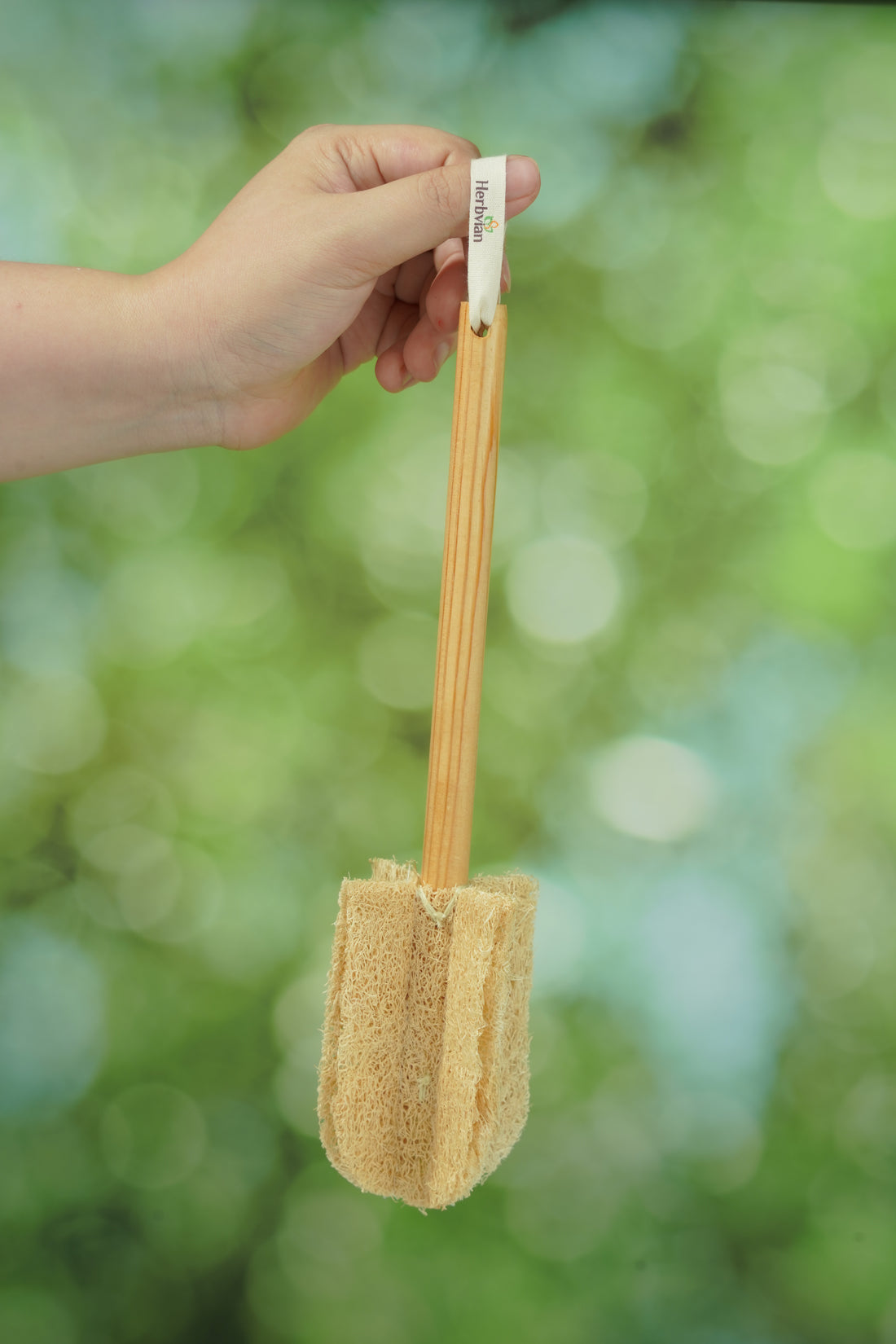 Natural Loofah Bottle Brush with Wooden Handle