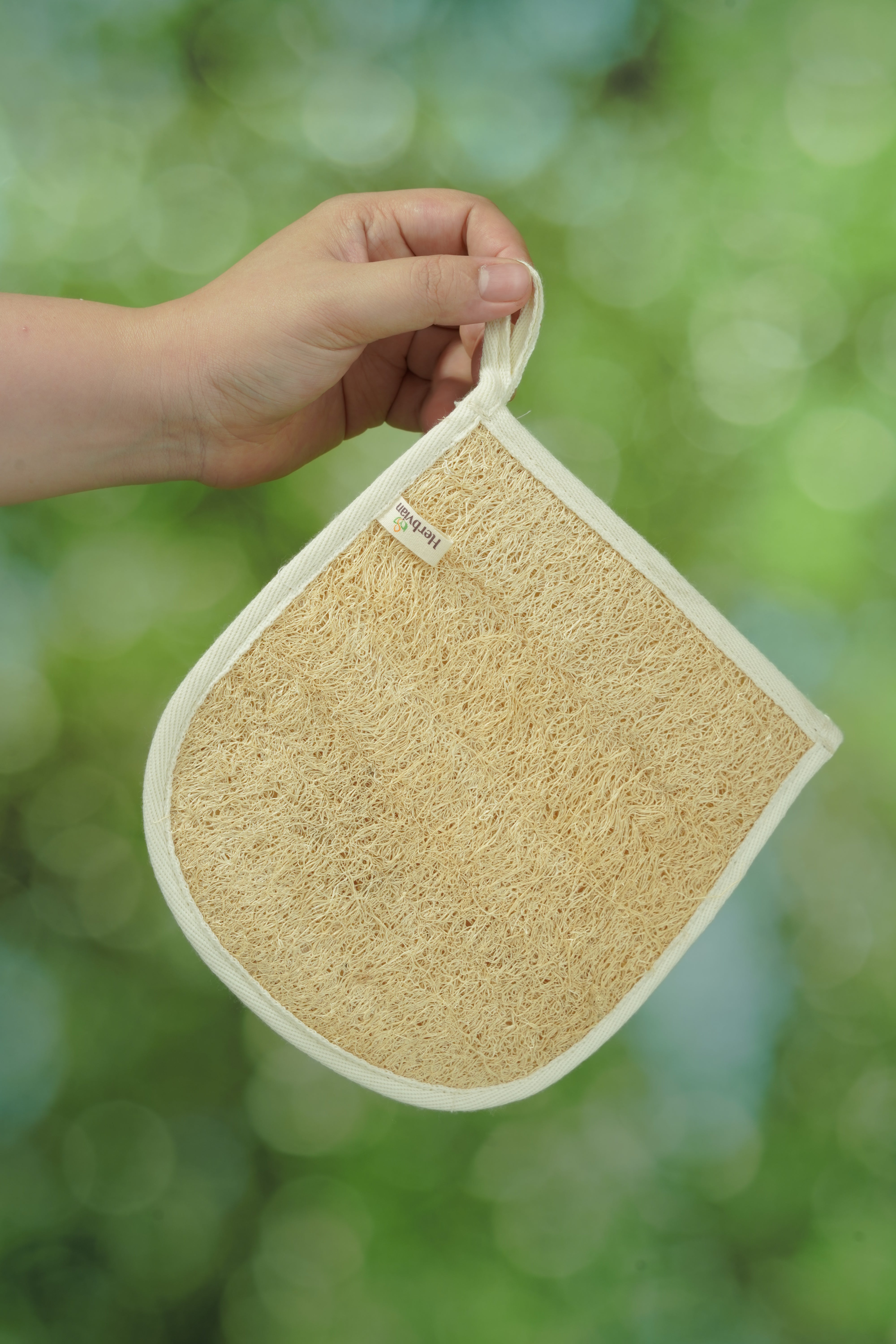 Natural Loofah Bath Glove – Bamboo Cotton Lined