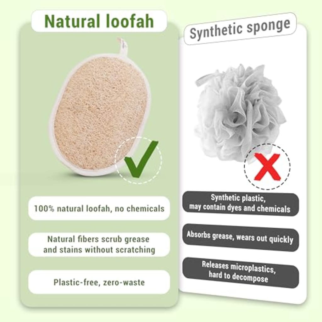 2PCS Natural Loofah Body Scrubber Pads