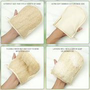 2PCS Natural Loofah Scrubber Mitts with Thumb Holes