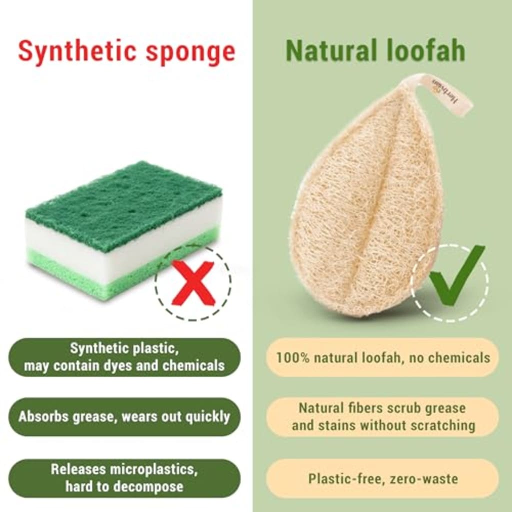 4pcs Natural Loofah Scrubbing Pads for Kitchen
