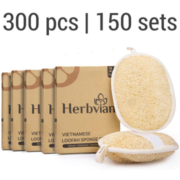 Vietnamese Natural Loofah Exfoliating Body Scrubber Bath Pads - Pack of 300 (2x150 pack of 2) (Copy)
