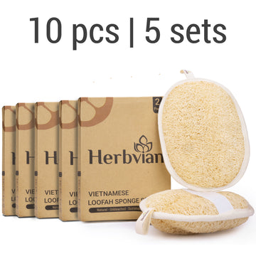 Vietnamese Natural Loofah Exfoliating Body Scrubber Bath Pads - Pack of 10 (2x5 pack of 2) (Copy)