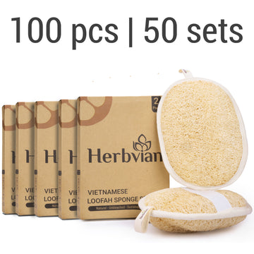 Vietnamese Natural Loofah Exfoliating Body Scrubber Bath Pads - Pack of 100 (2x50 pack of 2) (Copy)
