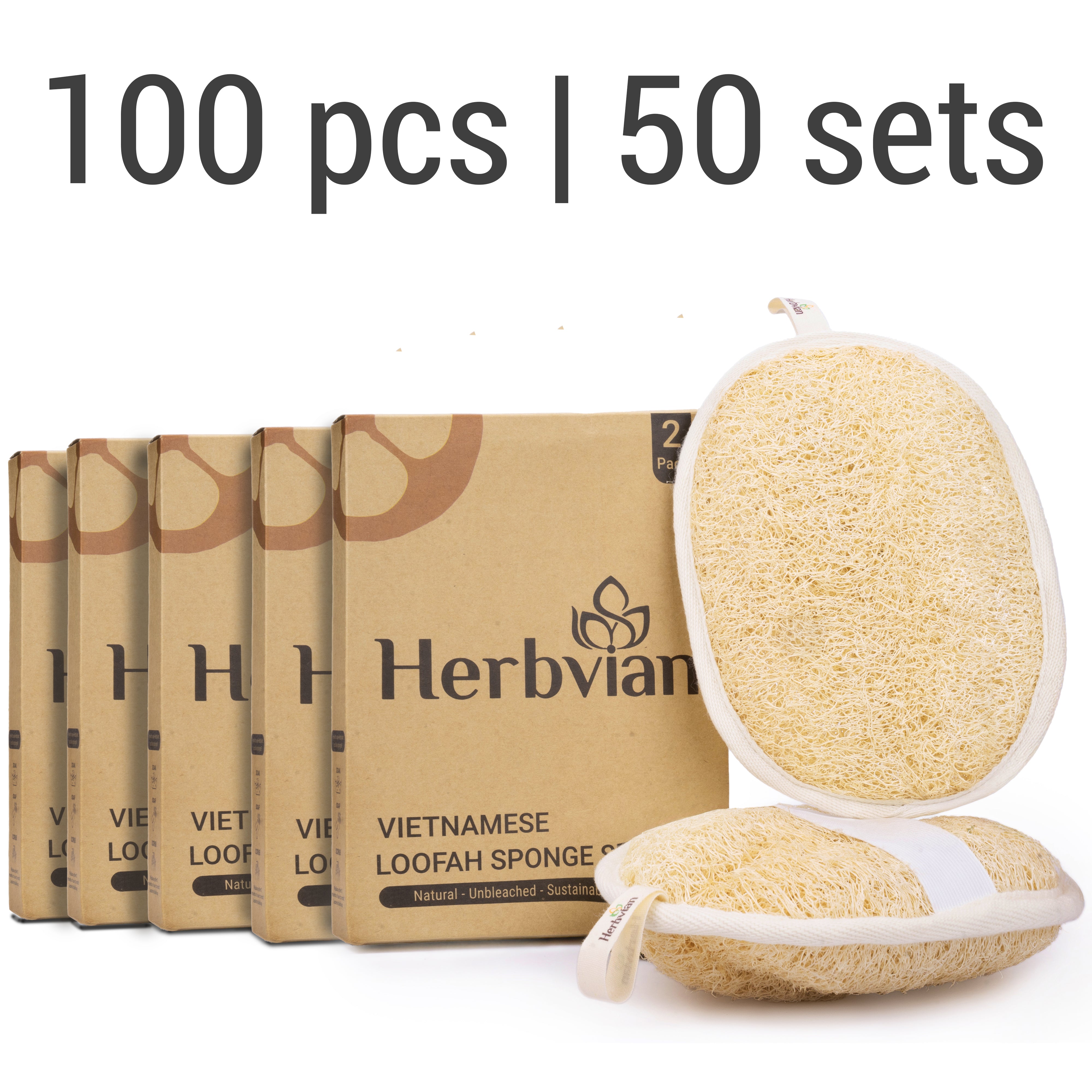 Vietnamese Natural Loofah Exfoliating Body Scrubber Bath Pads - Pack of 100 (2x50 pack of 2) (Copy)