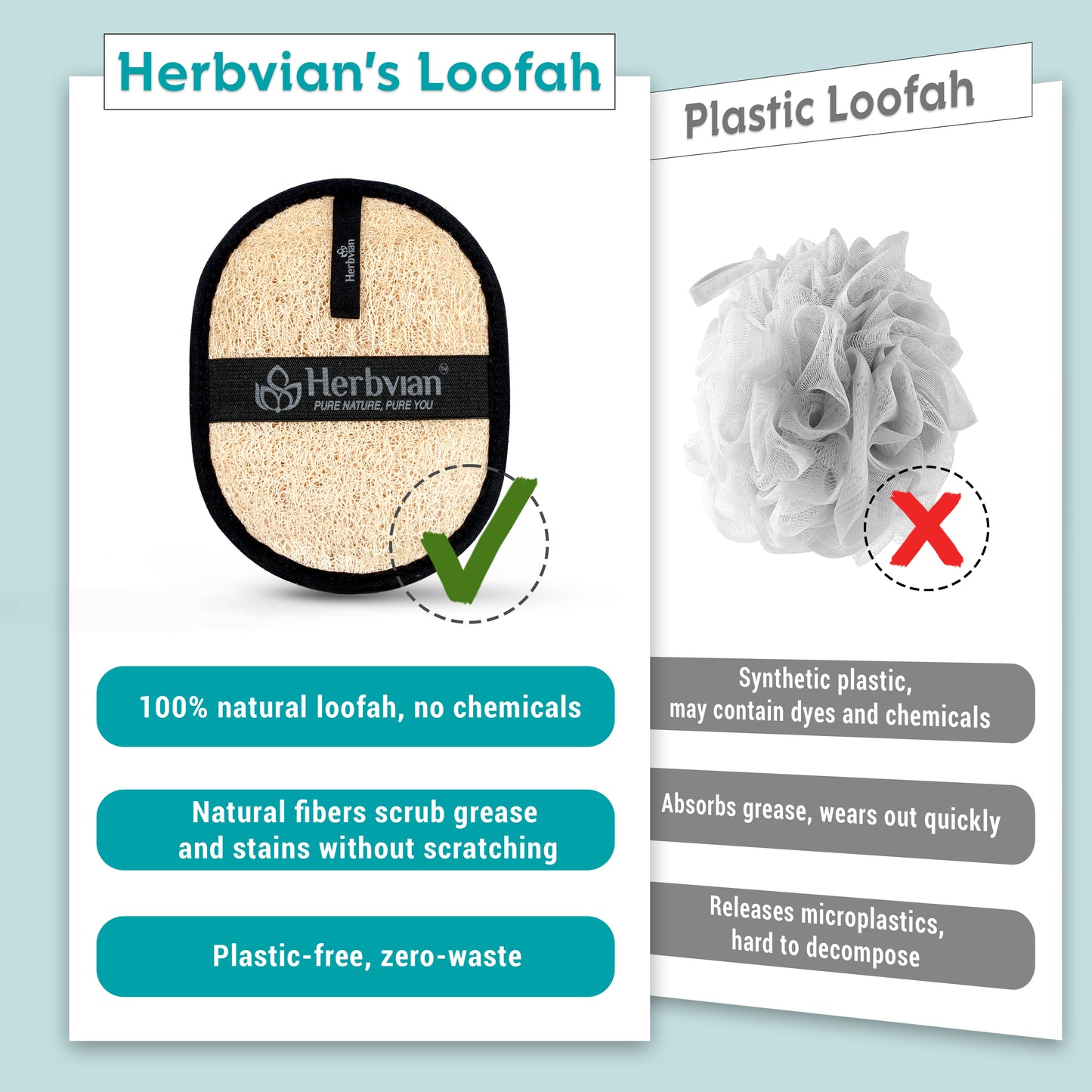 2PCS Natural Loofah Body Scrubber for Men