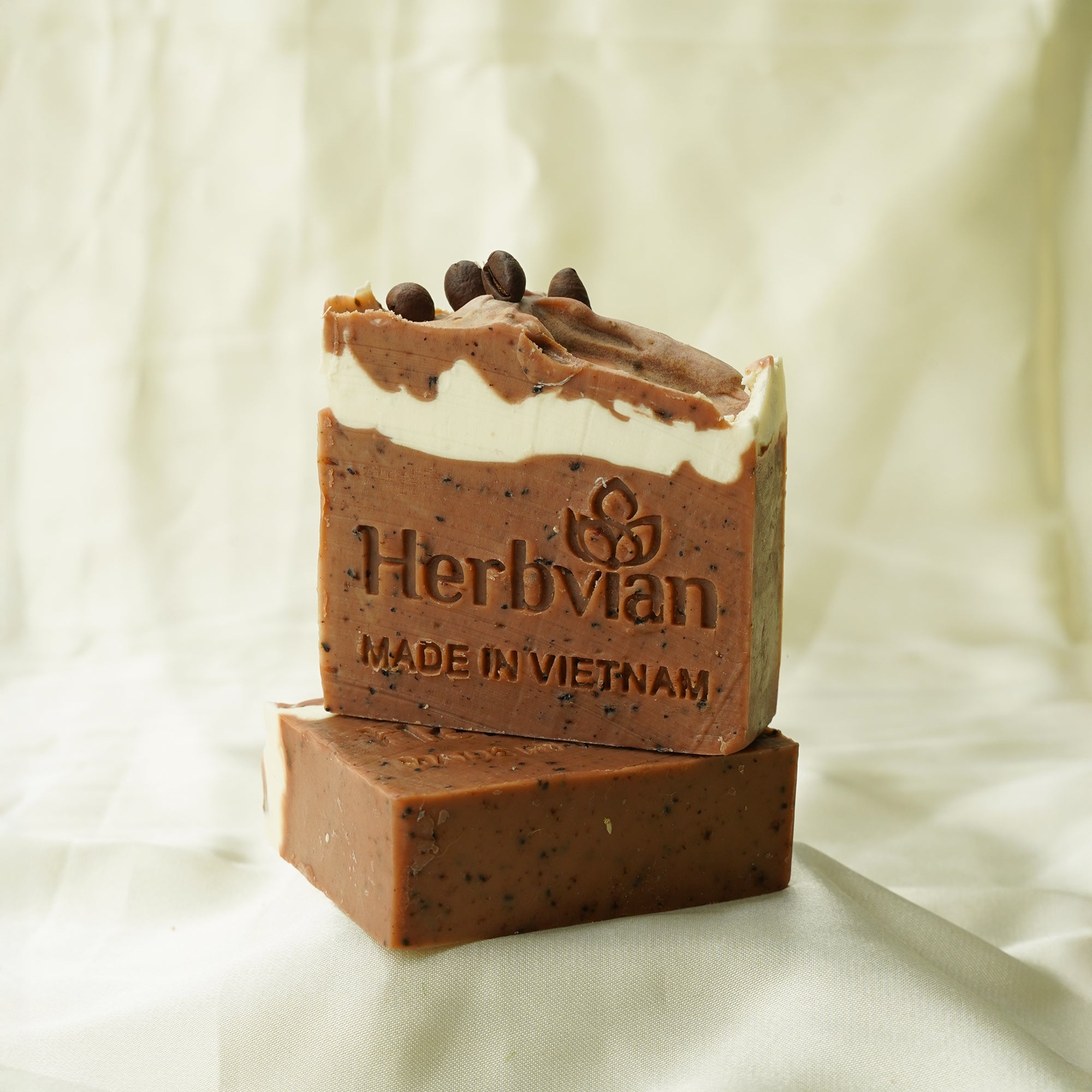 Premium Handmade Soap with Coffee, Cinnamon, and Coconut Milk Flavor for Scrubbing & Relaxing
